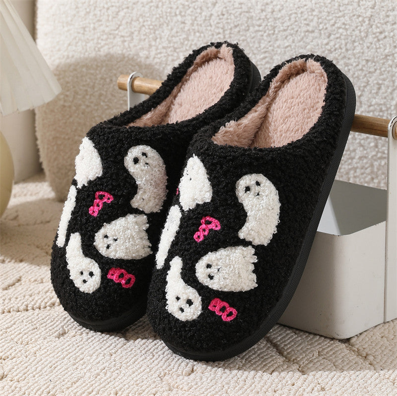 Halloween Cartoon Ghost Cotton Slippers For Women