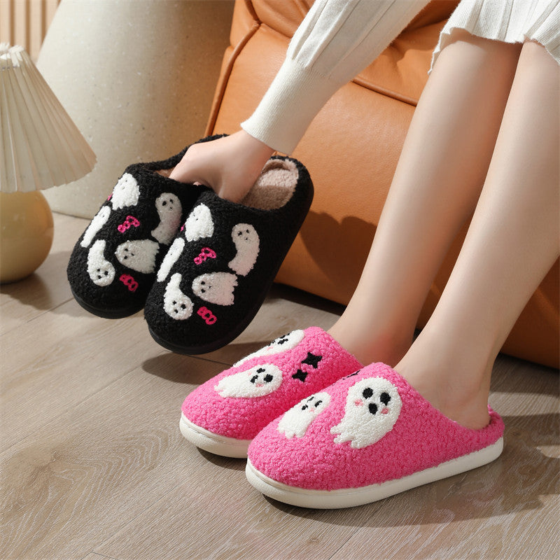 Halloween Cartoon Ghost Cotton Slippers For Women